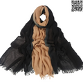 Soft Lightweight Rayon Cotton Black & Camel Gradient Long Scarf