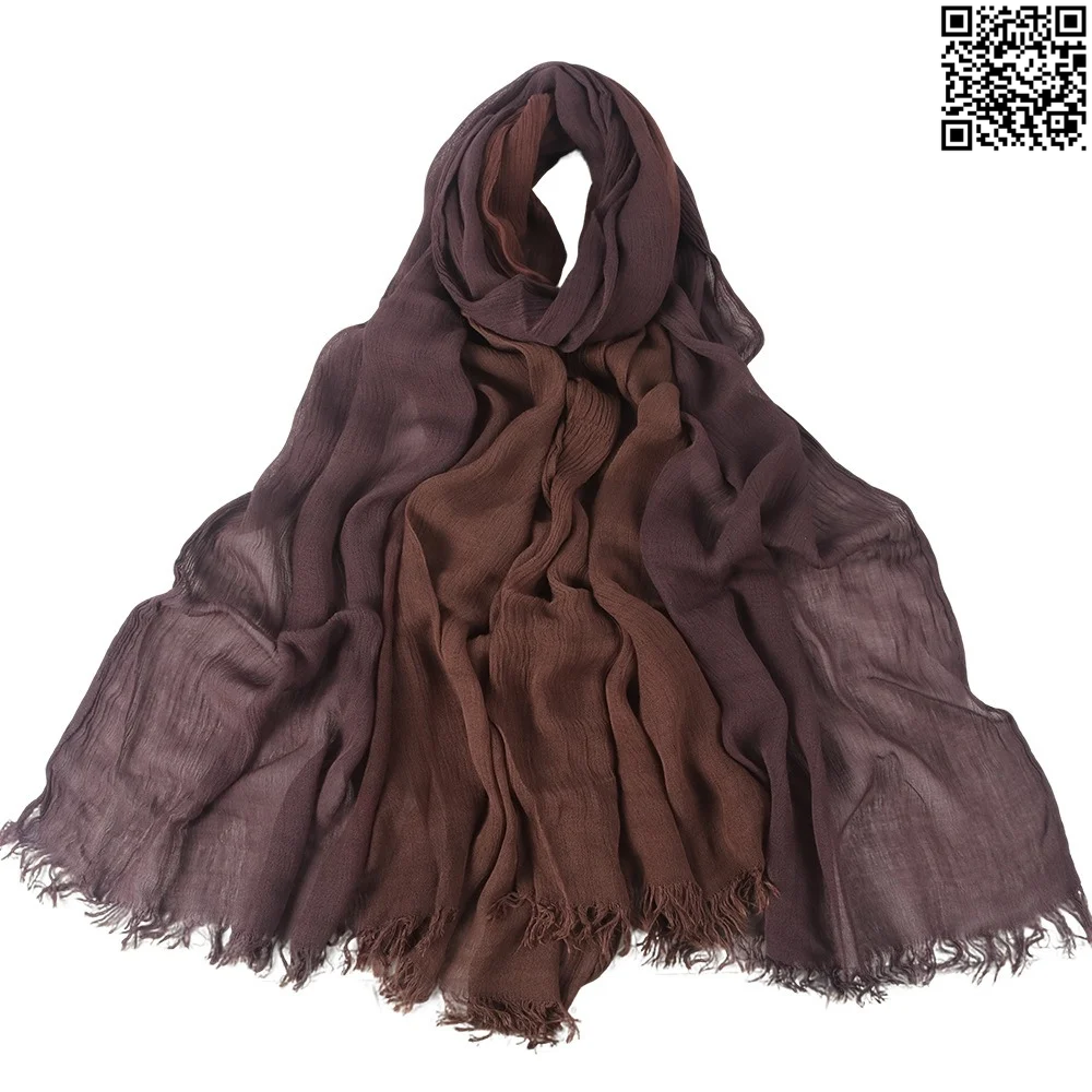 Soft Lightweight Rayon Cotton Dark Russet & Russet Gradient Long Scarf