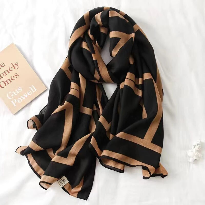 Stunning black brown printed  hijab
