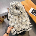 Black white mixed floral printed elegant hijab / orna