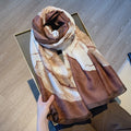 Classy brown offwhite mixed printed hijab / orna