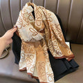 Light brown printed classy hijab / orna