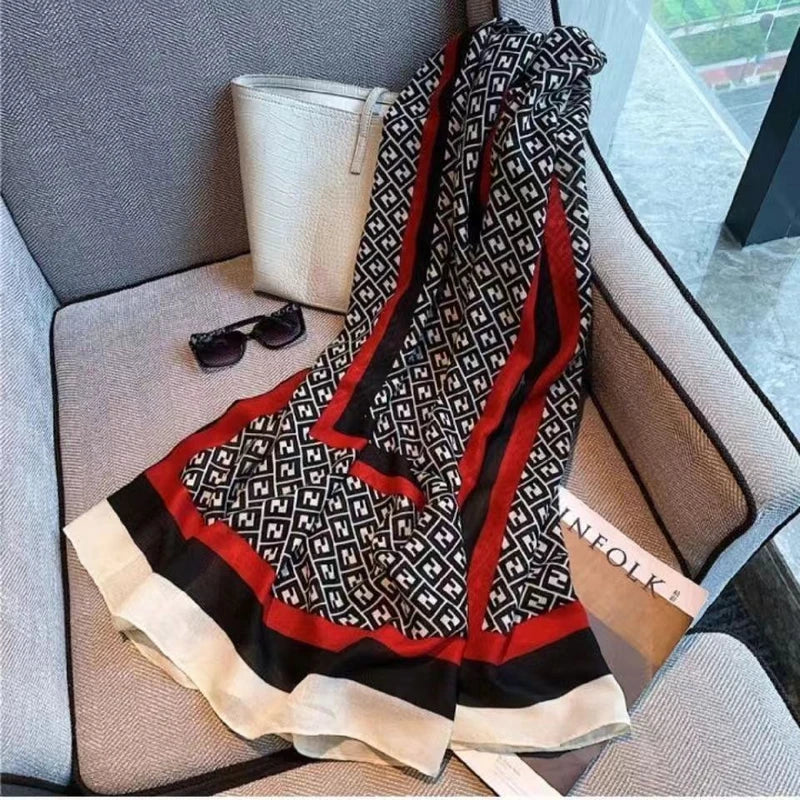 Stunning black red printed viscose hijab / orna
