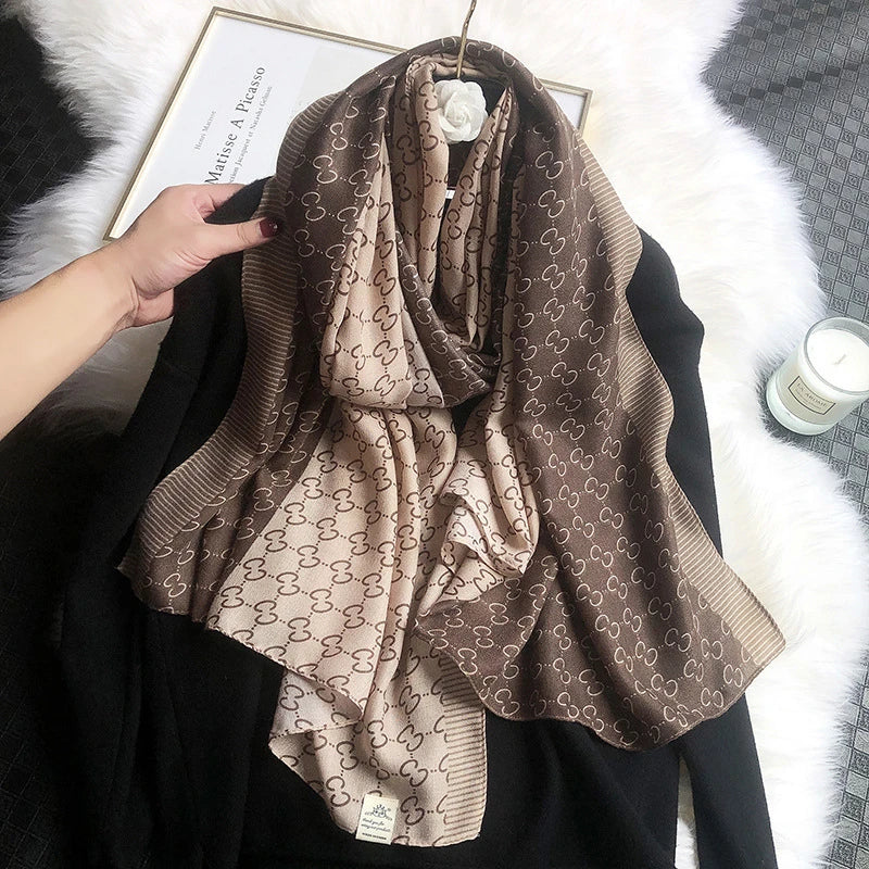 Classy dark brown printed hijab