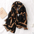 Elegant black brown mixed printed cotton hijab / orna