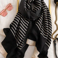 Classy black strip cotton hijab / orna