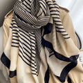 Sophisticated white strip cotton hijab / orna