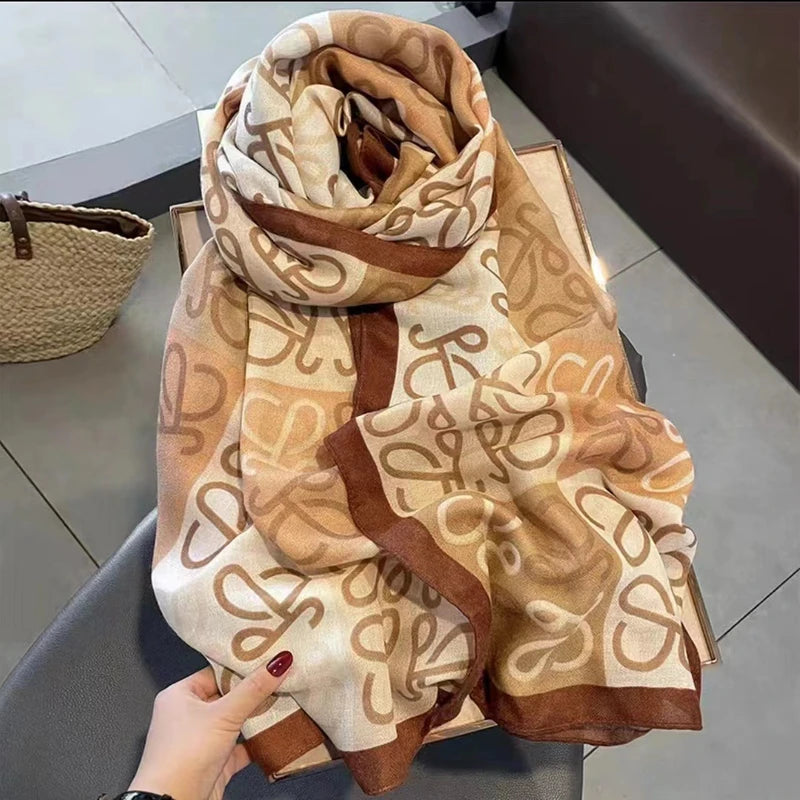 Light brown printed classy hijab / orna