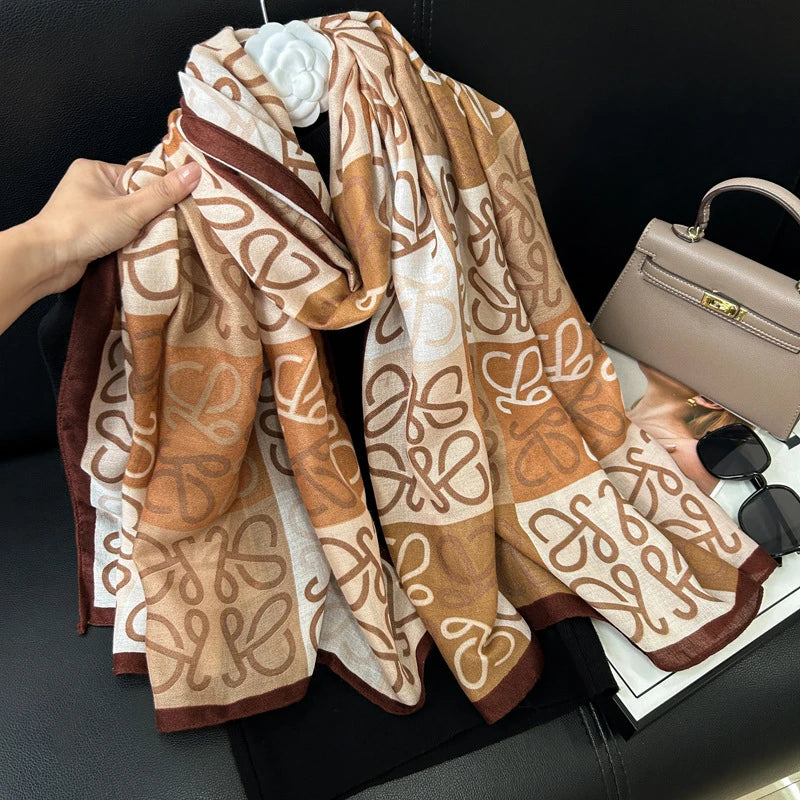 Light brown printed classy hijab / orna