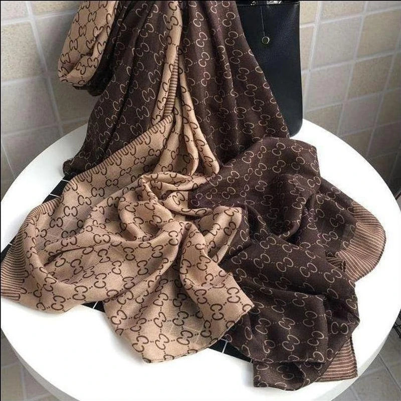 Classy dark brown printed hijab