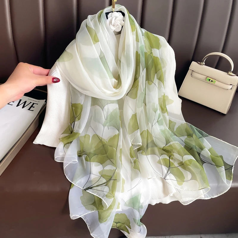 Classy light green silk hijab