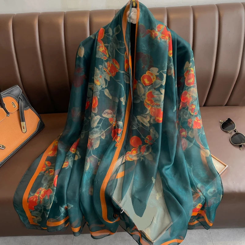 Peacock blue soft silk hijab / orna