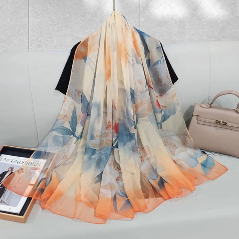 Light orange color long silk scarf  ail