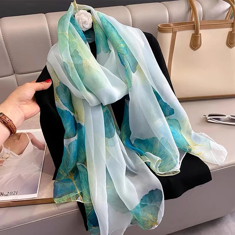 Elegant light blue color silk hijab/orna