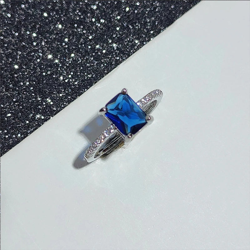 Octagon Cut Blue Sapphire Ring
