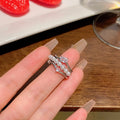 Three Line Pearl Rhinestone Decor Ring