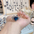 Beautiful Heart Shaped Deep Blue Ring