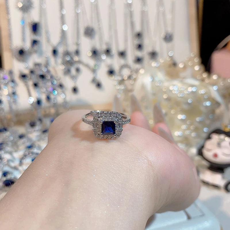 Princess Cut Sapphire Halo Ring