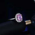 Exquisite pink cubic halo ring