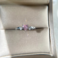 Love shaped pink cubic zirconia ring