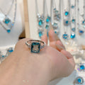Square shaped crystal blue ring
