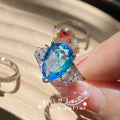 Blue Topaz Ring Pear Cut Simulated Ring