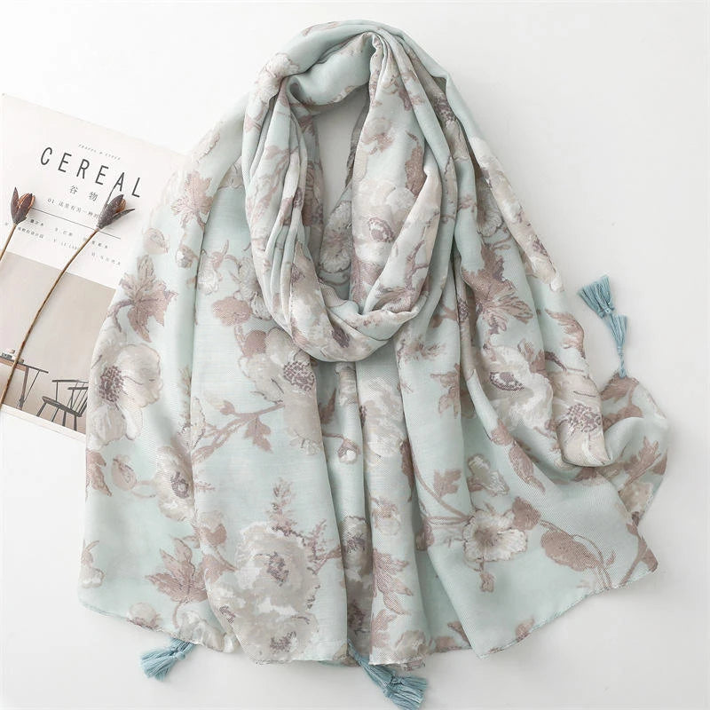 Stylish mint green colour long cotton hijab/orna