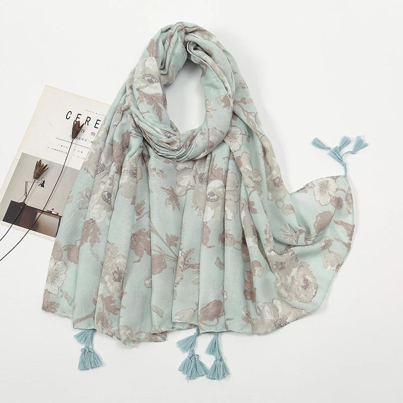 Stylish mint green colour long cotton hijab/orna