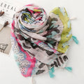 Pretty flower printed multicoloured tassel cotton hijab/orna