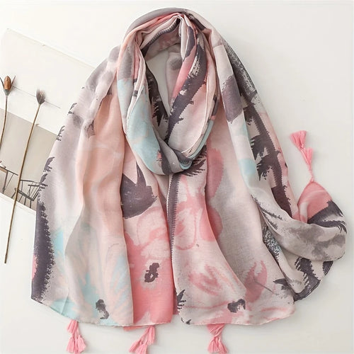 Beautiful light pink colour soft long tassel cotton hijab/orna
