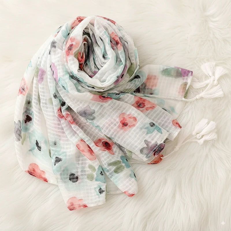 Multicoloured soft cotton tassel  hijab/orna