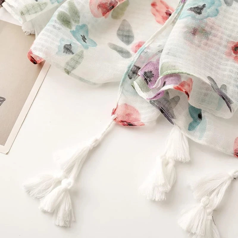 Multicoloured soft cotton tassel  hijab/orna