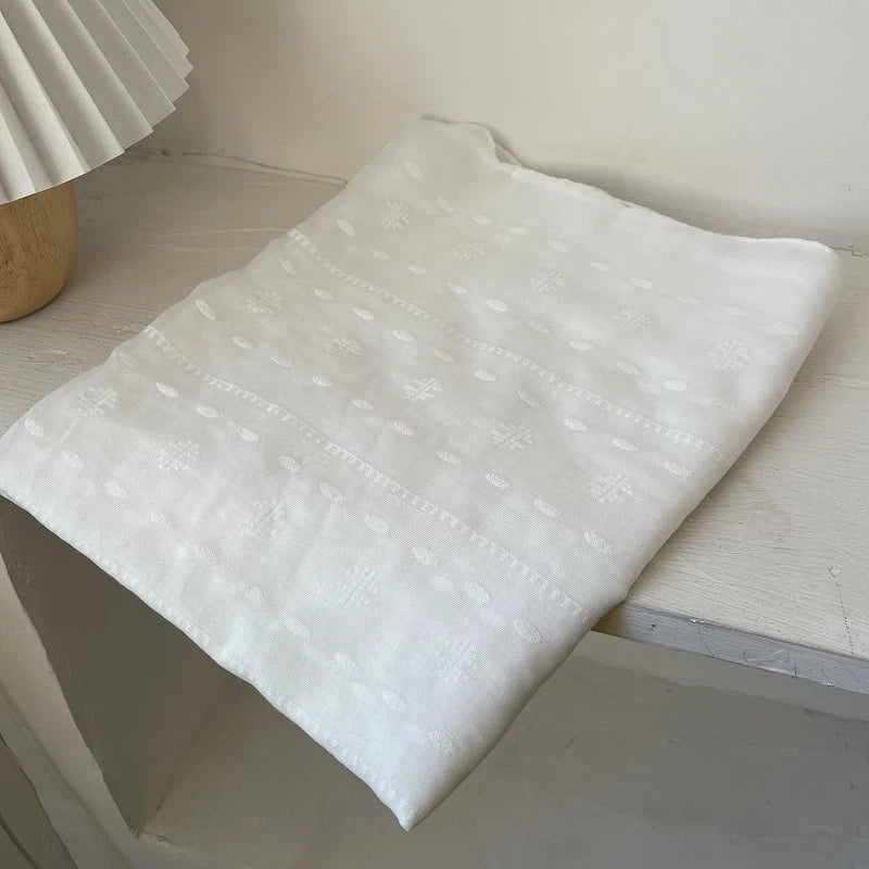 White Embroidered Cotton Hijab