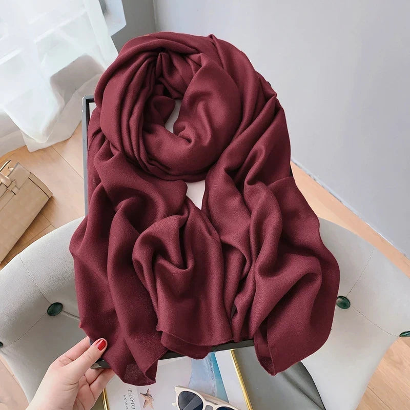 Maroon color cotton long hijab