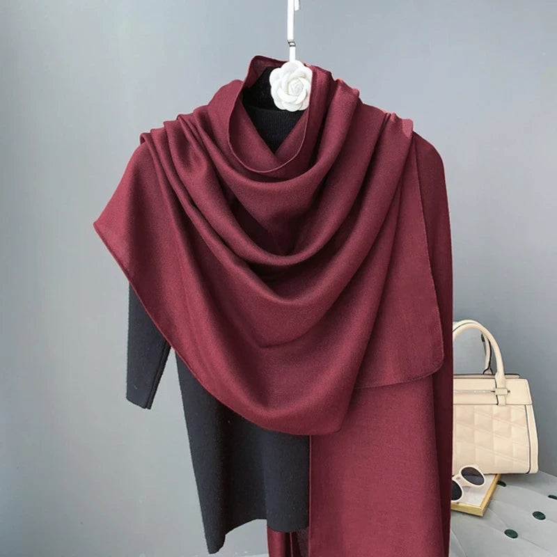 Maroon color cotton long hijab
