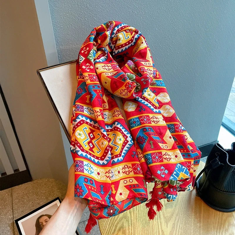 Elegant red colour long cotton hijab