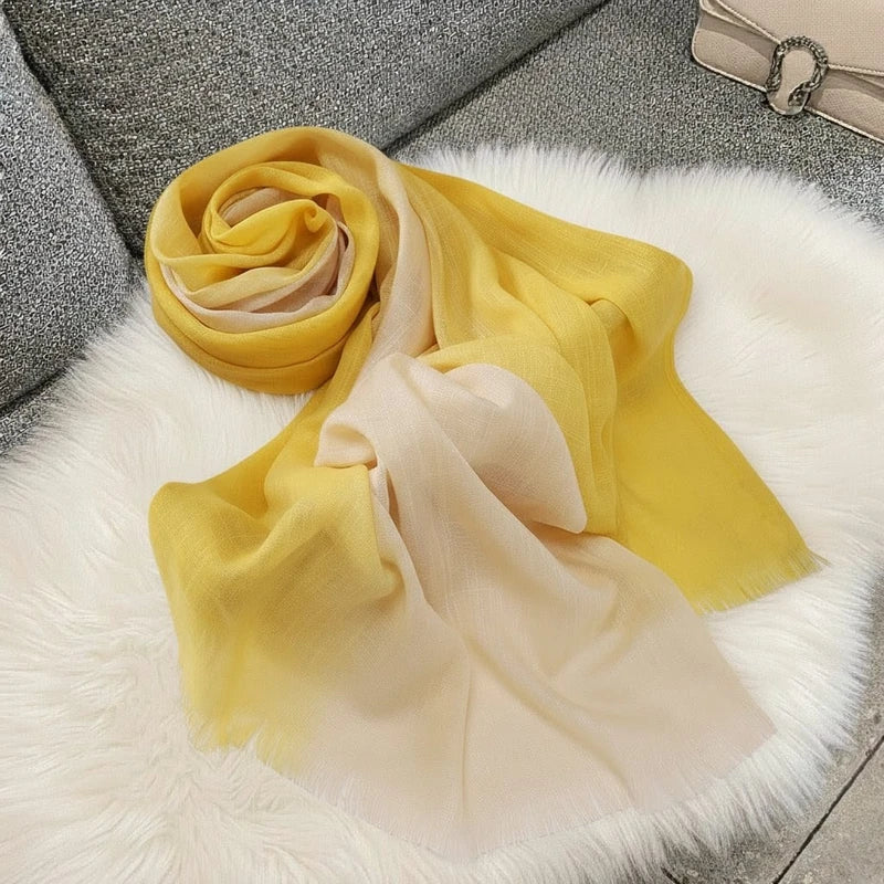 Pretty Yellow Colour Long Cotton Hijab