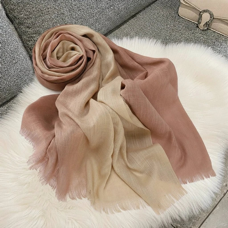 Sophisticated Light Beige Bamboo Cotton Long Hijab/Orna