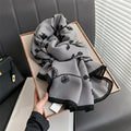 Flower Printed Gray Color Cotton Hijab /Orna