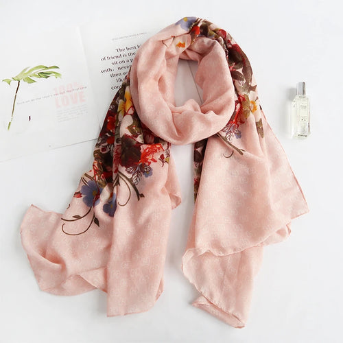 Beige Color flower printed hijab/orna