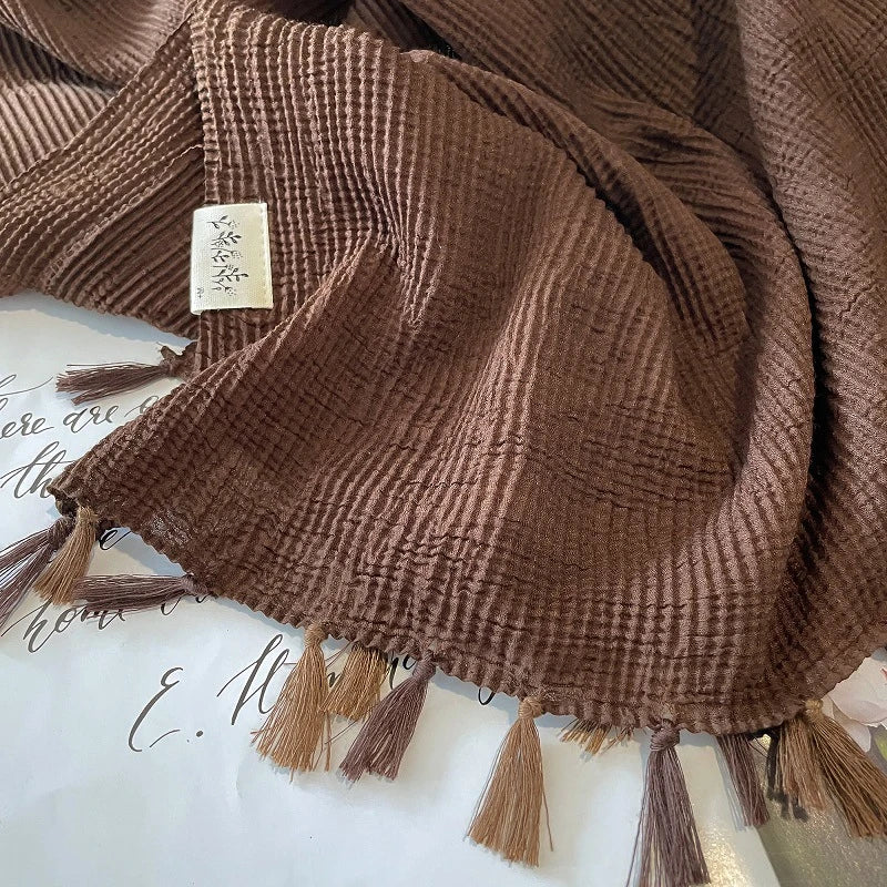 Stunning Coffee Color Long Solid Cotton Hijab / Orna