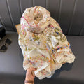 Beautiful floral bird patterned soft long cotton scarf / orna