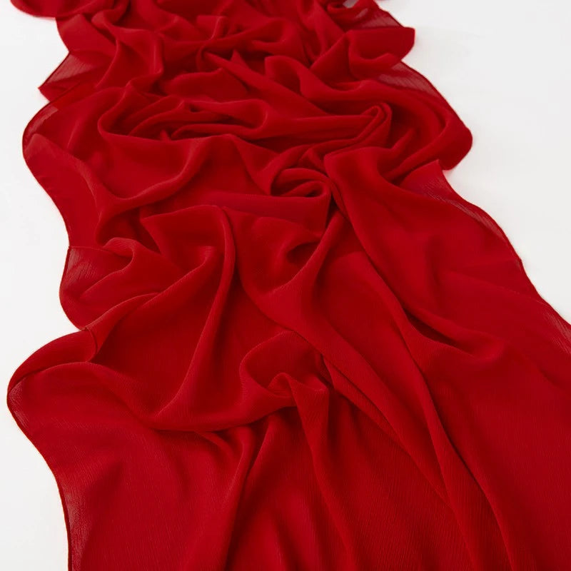 Gorgeous Red Color Crepe Chiffon Hijab