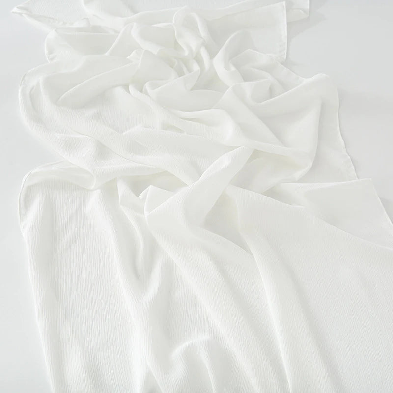 Sophisticated white colour long chiffon hijab
