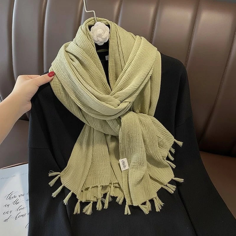Elegant Yellowish Green Color Soft Cotton Hijab / Orna