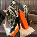 Elegant black orange mixed printed Silk hijab