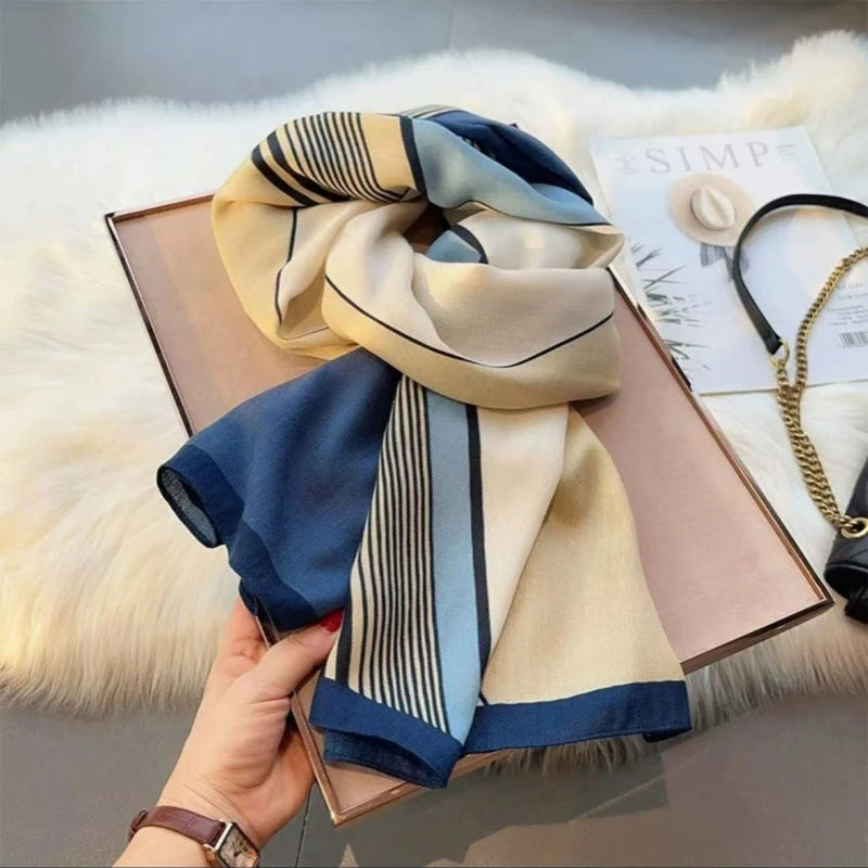 Imported Bohemian Color Block Striped Long Cotton Hijab / Orna