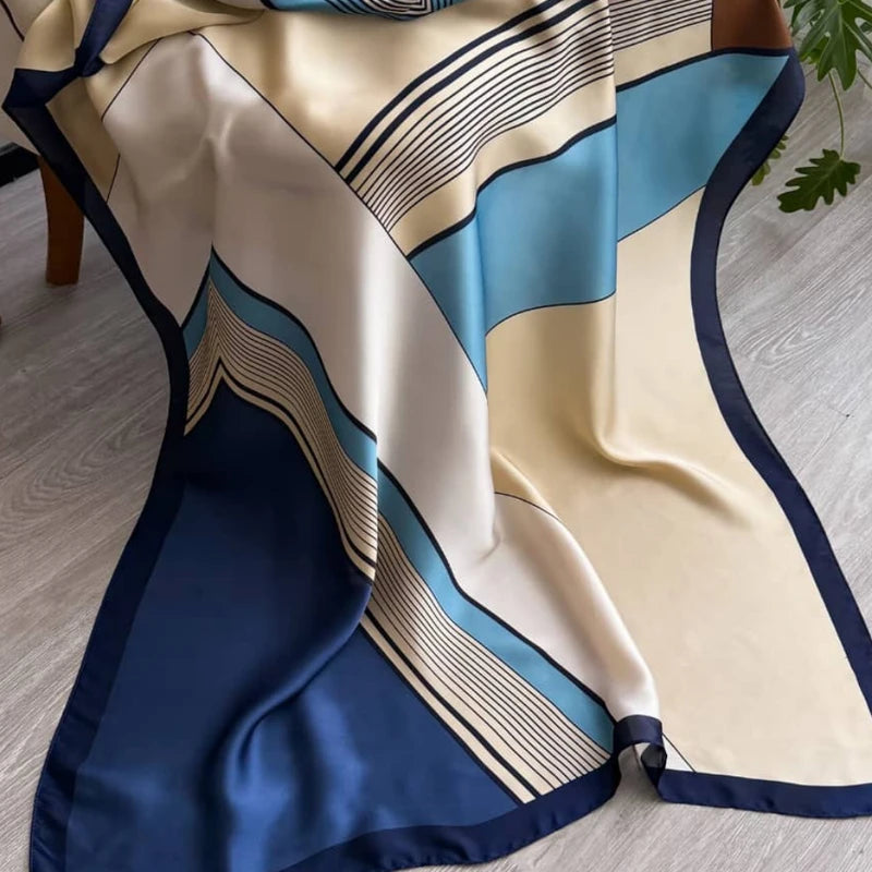 Imported Bohemian Color Block Striped Long Cotton Hijab / Orna