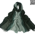 Soft Lightweight Rayon Cotton Forest Green & Sage Green Gradient Long Scarf