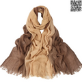 Soft Lightweight Rayon Cotton Coffee Brown & Camel Gradient Long Scarf